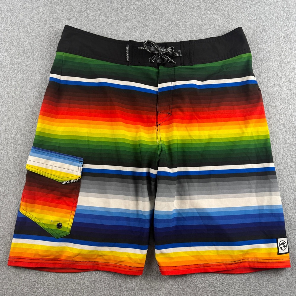 Ocean Current Board Shorts Mens 34 Next Flex Multicolor Striped Surf Beachwear